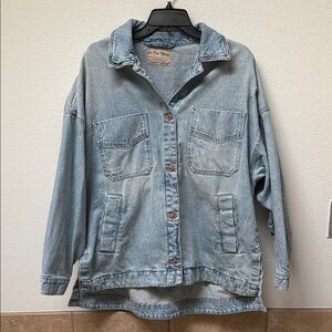 We The Free Blue Oversized Jean Jacket